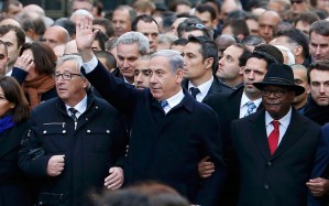 Benjamin Netanyahu, aknowledged leader of the extremist Israeli State, was spotted on Paris streets on January 11.