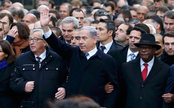 Benjamin Netanyahu, aknowledged leader of the extremist Israeli State, was spotted on Paris streets on January 11.