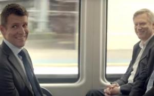 Mike Baird appearing alongside Andrew Bolt in a commercial for The Daily Telegraph